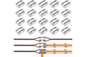 X spring Led Light Connectors, 20 PCS 8mm 2 Pin Solderless COB LED Strip Light Connectors, 9 in 1 Tape Light Connector Kit with Transparent Design for No Dark Area Connections