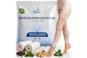 Ritalia Dränerande Benbandage / 2 Dränerande Benlindor med Kylande Effekt – Tonande och Anti-Trötthetsverkan med 100 % Naturl