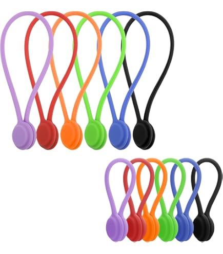 10 Stück Magnetische Kabelbinder Bunt - Wiederverwendbare Silikon Clips Organizer