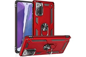 Fetrim Funda para Galaxy Note 20, Carcasa Shock Absorción de TPU y PC con Anillo de rotación Soporte para Samsung Galaxy Note 20 (Rojo)