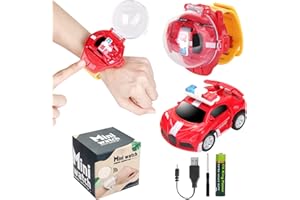 TOMATONG Mini Fernbedienung Auto Uhr Spielzeug für Kinder Halloween,2.4 GHz Abnehmbare Rennwagen Armbanduhr Spielzeug mit USB Aufladung,Weihnachten Ostern Cute Cartoon Remote Control Watch Geschenk Toy,Rot