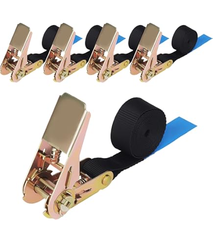 Lot De 4 Sangles D'arrimage à Cliquet - 2 M X 2,5 Cm, Capacité 800 Kg, Pour Remorque, Moto, Bagages