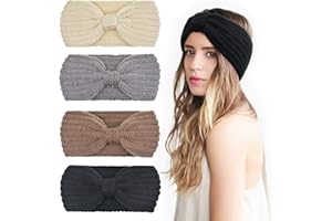 DRESHOW 4 Pezzi Fasce per Capelli Tessuto di Lana Turbante Fascia da Donna Invernale Accessori Cerchietti per Donna Ragazze Accessori Capelli