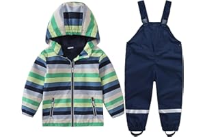 DAWILS Giacca Impermeabile e Pantaloni Impermeabili Bambini e Bambine All'aperto Tuta Antipioggia Rain Jacket Pantaloni di Fango Abbigliamento Pioggia per Ragazze Ragazzi 18 mesi-2 anni