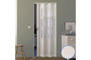 FORTE Porte Pliante PVC accordèon Verre Opaque pin Blanchi 88,5x214cm Mod. Luciana