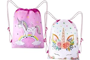GURFZCYUOO 2PCS Swimming Bags For Kids, Unicorn Drawstring Bags For Children Sports Gym PE Bag Waterproof for Pool School Camping Trip Outdoor Beach Swimming Gym Shoes Gift Idea for Children and Teenagers