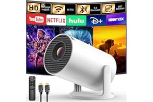 Proyector Portátil con Android TV, Yoton 1080P Soporte Mini Proyector con WiFi 6 Bluetooth 5.4, 18000L Auto Keystone 50% Zoom 180° Rotation Projector Cine Compatibile con Móviles/PC/Xbox/USB/HDMI