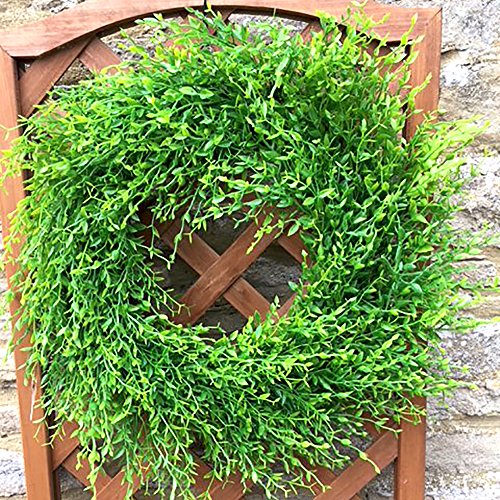 Artificial Mini Leaf Wreath 50cm - Green - Decorative Indoor Outdoor Wreaths & Garlands