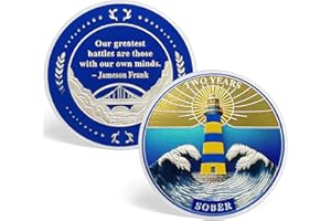 ACGZQY 2 Year Sobriety Coin - Original Lighthouse Storm Sobriety Chip Reborn from Storm AA Chips and Medallions Sober Token AA NA Alcoholics Anonymous Sobriety Gifts