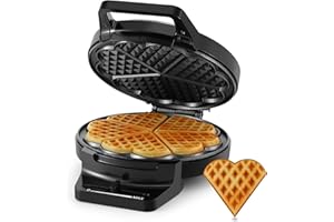 Tiastar klassisches Herzwaffeln, Elektrisches Waffeleisen mit Antihaftbeschichtung,1000 W Waffelmaker, Einstellbare Temperaturregelung, Edelstahl