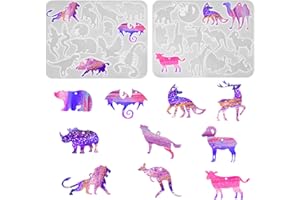 LASUROA 2pcs Moule en Résine en Forme d'Animaux, Moule Résine Silicone pour Loisirs Créatifs Cadeaux Bijoux Porte-Clés Boucles d'Oreilles Colliers Pendentifs