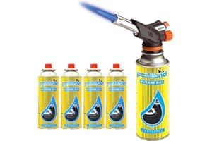 STOREX Blow Torch Butane Gas Kit Cooking Catering Creme Brulee Culinary Tarts Pies Tool 1 Blow Torch + 4 Refills Cans