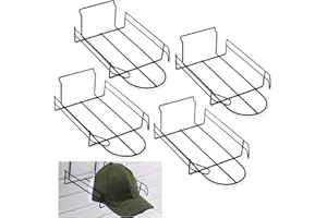 Yexiya 4 Pcs Wire Hat Display for Slat Wall Baseball Hat Display Rack Retail Display Shelves Organizer for Merchandise Wall Door Closet Office Bedroom Store Slatwall Accessories, Black