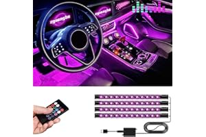 MINSEZHI Car LED Interior Lights,Car LED Strip Light with,8 Colors Music Sound-activated Lighting,USB Port Charger Light Bar.