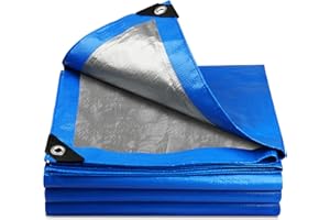 Onarway Tarpaulin 3m x 4m Thicken Tarpaulin Waterproof Heavy Duty 110GSM with Reinforced Grommets, Tarp Sheet Cover for Multipurpose Outdoor Use, Blue