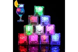 Funmo Cubos De Hielo Led Para Bebidas, Cubitos De Hielo Luminosos,Coloridos Cubitos De Hielo, Juguetes De BañO Para BebéS,Luces Intermitentes De PláStico,Sensor De LíQuido