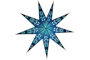 YEPSIO Laternen-Lampenschirm, 9 spitze Papierstern-Lichtschirme, groß, 60 cm, Sterne, hängende Dekorationen für Weihnachten, Hochzeit, Heimdekoration, Geburtstag, Party, Sterne (blau)