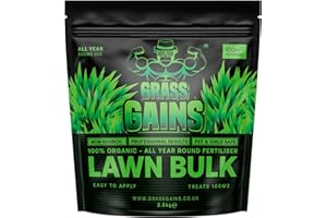 Grass Gains Black Edition Autumn Lawn feed,Organic Lawn fertiliser, Perfect Autumn/Winter feed, Covers 100m2, Non scorch, Child & Pet Friendly. Will give amazing results over the autumn/winter months
