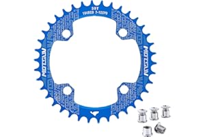 QIAMNI 104 BCD 32T 34T 36T 38T Narrow Wide Single Chain Ring with 4 Pieces Sprocket Bolts for Road Bikes, Mountain Bikes, BMX MTB Bike
