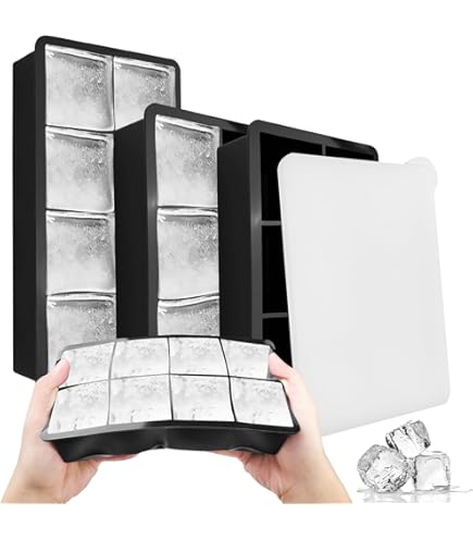 DOQAUS - Bandejas De Cubitos De Hielo 4 Unidades Flexibles De Silicona De Facil Liberacion Con Capacidad Para 14 Cubitos De Hielo Con Tapa Extraible Resistente A Derrames Certificado Lfgb Y Sin Bisfenol