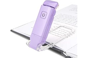 HONWELL USB Rechargeable Reading Light Clip on Book Light for Reading in Bed, 3 Brightness Adjustable for Eye Care, Dimmable Book Lamp for Bookworms, Kids, Violet