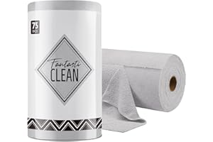 ‎FANTASTICLEAN Fantasticlean Mikrofaser Reinigungstücher, 75 Stück pro Rolle Abreißbare Putztücher, Wiederverwendbare Fusselfreie Lappen für Auto, Küche und Haus, 30x30cm-Grau