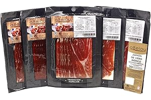 aBeiou. 500gr PROSCIUTTO IBERICO AFFETTATO. Stagionato +30 mesi a Guijuelo (spagnolo). Certificato di garanzia Hycer. Confezione 5 sacchetti da 100gr