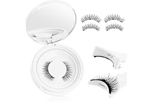 LOPHE magnetyczne rzęsy, 1 para magnetycznych rzęs 3D z aplikatorem, wielokrotnego użytku, naturalne sztuczne rzęsy, bez potrzeby kleju, biały pojemnik z metalu