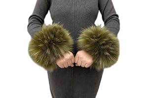 Asudaro Donna Polso Scaldamuscoli Pelliccia Sintetica Invernale Scaldamani con Polsini Corti Pelosi o Regali per Feste