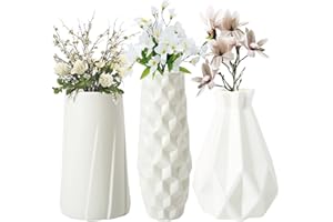 Colmanda Vases, 3 Pièce Vases Fleurs, Imitation Céramique Pot de Fleurs, Vase Fleurs Moderne Style Minimaliste Géométrique pour Bureau, Décoration de la Maison, Mariage