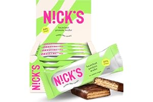 N!CK'S NICKS Barre protéinée Sans Sucres Ajoutés, Gaufrettes proteinées, Biscuits Sans Sucres Ajoutés Lowcarb, Sans Gluten | 25% de protéines | 203 calories | Noisette, 40 g X 24