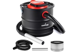 LEHMANN Aspirateur à Cendres 15L, Aspirateur Cheminée pour Haute Température, Réservoir Robuste, Filtre HEPA avec Panier Métallique, Fonction Soufflage, Nettoyage Cheminées et Pellets