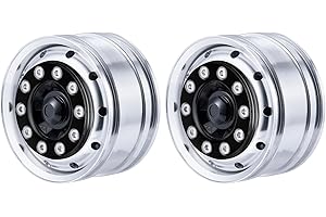 AXSPEED Cerchi anteriori in metallo, 2 pezzi di cuscinetti mozzi ruota per 1:14 Tamiya rimorchio trattore accessori auto (nero)