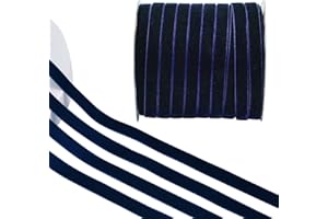 CRAFFANCY 45.7m*1cm Dunkelblaues Samtband, einseitiges Samtband, Vintage, Seidenweiches Band für Hochzeit, Blumenstrauß, Weihnachtsdekoration