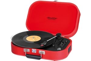 Trevi TT 1020 BT, 33, 45 und 78 RPM Vinyl-Plattenspieler, Tragbarer Plattenspieler mit Kabelloser Verbindung, MP3, USB und Kodierfunktion, mit Integrierten Stereo-Lautsprechern, Vintage-Modell, Beige