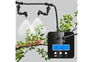 RIIAI Reptile Humidifier with 2200mAh Battery, 360° Adjustable Reptile Fogger with LCD Screen, Aluminum Shell Intelligent Timer Misting System for Ecological Tanks, Rainforest Plants, Amphibians, Terrariums