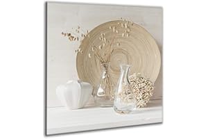 semUp Crédence en verre trempé de 60 x 65 cm avec bande de fixation autocollante | Protection contre les éclaboussures de mur de cuisine | Protection de carrelage | Numéro de design 6065085