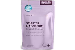 Inspiriko 6-in-1 Magnesium Supplements for Women (45 Day Supply) 1600mg Triple Magnesium Complex with Citrate, Malate & Glycinate, Zinc, B6 & D3, 90 Capsules