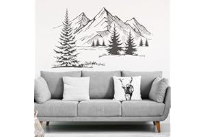‎DESIGNSCAPE DESIGNSCAPE® Wandtattoo In den Bergen | Berglandschaft mit Tannen | Farbe: hellbraun | Größe: mittel (100 x 59 cm)