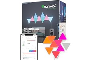 Nanoleaf Shapes Triangle Starter Kit, 9 Triangoli Luminosi LED RGBW Smart - Applique da Parete Interno Modulari, 16M Colori WiFi, Sincronia Musica e Monitor, Deco e Gaming