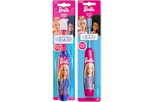 MR.WHITE BRUSH YOUR WAY Barbie Battery Powered Toothbrush for Kids – Soft Bristles, Vibrating Technology for Superior Cleaning, Gentle on Teeth & Gums, Easy-Grip Handle, Includes Protection Cap & 1 AA Battery, for Ages 4+