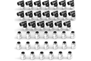 ERGAOBOY 10 piezas de codos y rectos negros combinados, tubo de 10 mm de diámetro exterior x rosca BSP de 1/4", racores rápidos neumáticos con cierre a presión