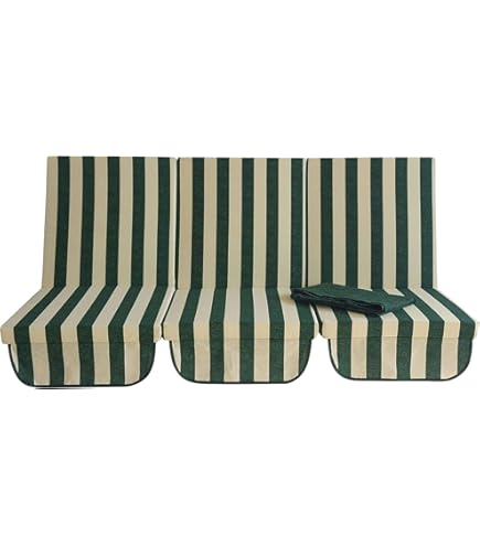 Cuscino Per Dondolo 4 Posti - 170 Cm | Bianco E Verde | Comfort Per Giardino E Terrazzo - Foto 6
