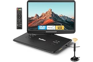 17,5 Zoll Tragbarer Fernseher mit Integriertem DVD-Player, Digitalem DVB-T2-Tuner, Akku, HDMI-Eingang, FM-Radio, USB-Anschluss, SD-Kartensteckplatz und AV-Ausgang, Boifun