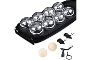 ‎HENGSONG Hengsong Boule Kugeln,Boules-Set, 8-teilig Traditional Garden Games Spieleklassiker für Den Garten Boule-Spiel, Vier Texturen Eisen Chrom Boule Kugeln für Outdoor Spaß Sport Spiel