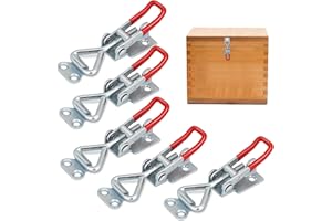 WINDFROMORT Abrazadera de Palanca, 5 Piezas Abrazadera Pestillo Capacidad de Retencion de 100Kg/220Lbs, Cierre de Metal Bloqueo con Hebilla Ajustable para Gabinete/Puerta/Caja/Estuche/Armarios/Caja/Maleta
