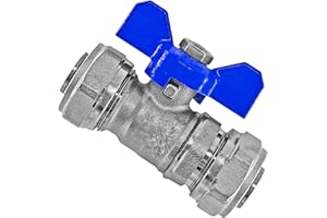 MegaHaustechnik Kugelhahn mit Flügelgriff blau Schraub-Fitting für Mehrschichtverbundrohr 16x2 mm (AußenØ x Wandstärke) aus Messing Absperrhahn Ventil Trinkwasser geeignet