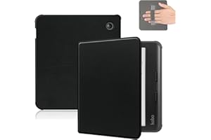 Vakarey Ultra Fine Automatique Veille/Réveil Housse Coque pour Kobo Libra 2/Kobo Libra Colour Étui avec Dragonne,Noir