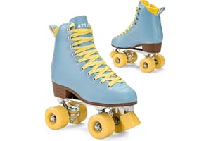 ATTABO Wrotki Cascada Rozmiar 36-41 EU Skórzana Cholewka Wentylacja ABEC-7 Aluminiowa Płoza 82A Kółka Ochrona Palca Bezpieczne Hamowanie Precyzyjne Dopasowanie Kolor Niebieski