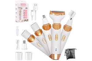Épilateur Rechargeable 5 en 1 Rasoir Electrique Femme - Fresion Epilateur Visage Femme,Tondeuse Bikini Femme,Tondeuse Femme Intime,Rasoir à Sourcils et Visage pour Femmes, pour Bras, Jambes, Aisselles